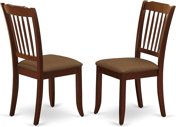 East West Furniture HBDA3-MAH-C 3 Piece Dining Set Contains a Round Dining Room Table with Pedestal and 2 Linen Fabric Upholstered Chairs, 42x42 Inch, Mahogany
