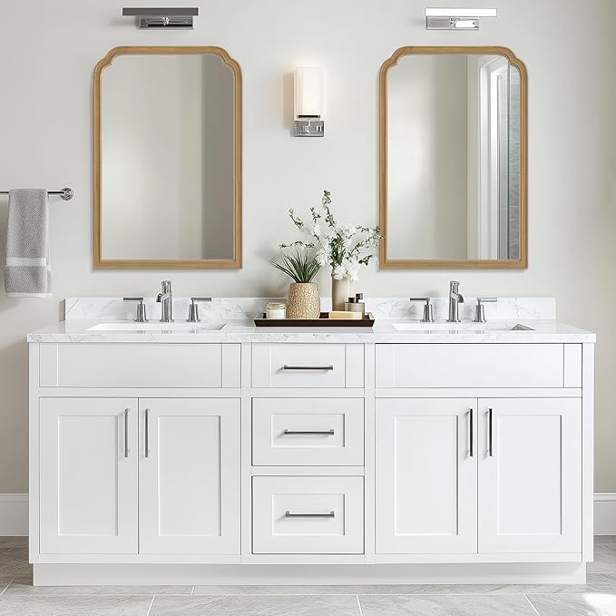 WallBeyond Wood Bathroom Mirrors for Wall Mounted, 24" x 36" Rustic Wood Frame Wall Mirrors Decorative for Living Room or Bedroom Vanity Mirror (Natural Color)