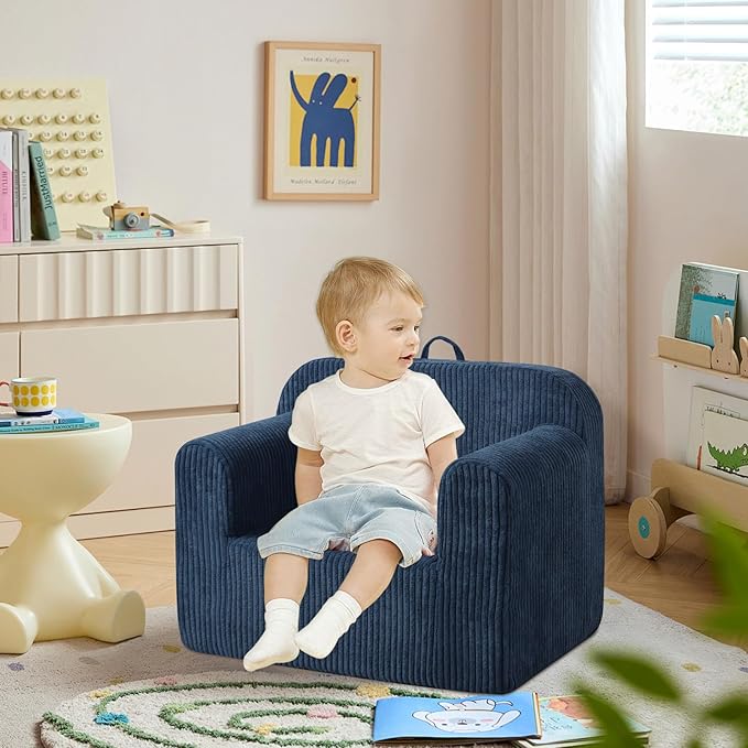 Getifun Foam Kids Sofa, Comfy Toddler Couch, Soft Toddler Armchair for Boys and Girls (Blue)