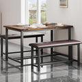 Garvee Dining Table with 2 Benches, Kitchen Table with 2 Upholstered Benches Rectangular Space Saving for Apartment, Dining Room, Kitchen, 44.5 Inches Large, Rustic Brown