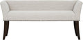 Madison Park Accent Bench for Living Room, Upholstered with Nailhead Trim, & Padded Seat Entryway Bench Small, End of Bed Bench with Back, 49.5" W x 19.25" D x 23" H, White Cream