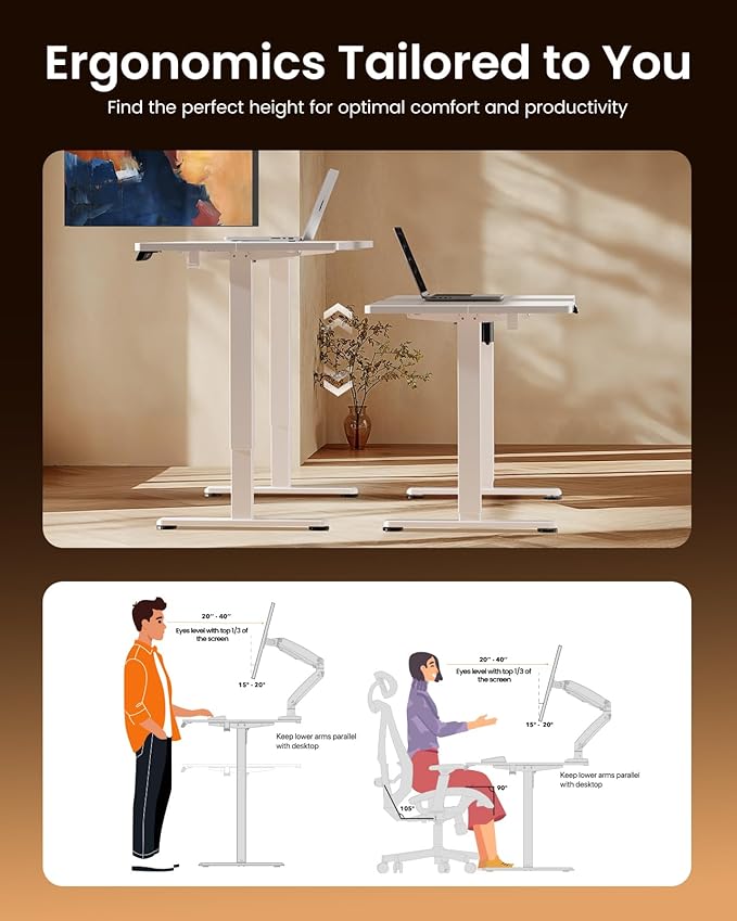 ErGear Height Adjustable Electric Standing Desk, 71 x 30 Inches Sit Stand up Desk, Memory Computer Home Office Desk Large Desk with Two-Piece Desktop (White)