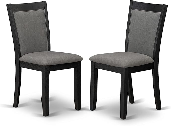 X07MZ-B06-50 - 9-Pc Dining Table Set a Rectangular Dining Table and a wooden Bench and 7 Dark Gotham Grey Linen Fabric Kitchen Chair, 39x120 Inch, Wire Brushed Black