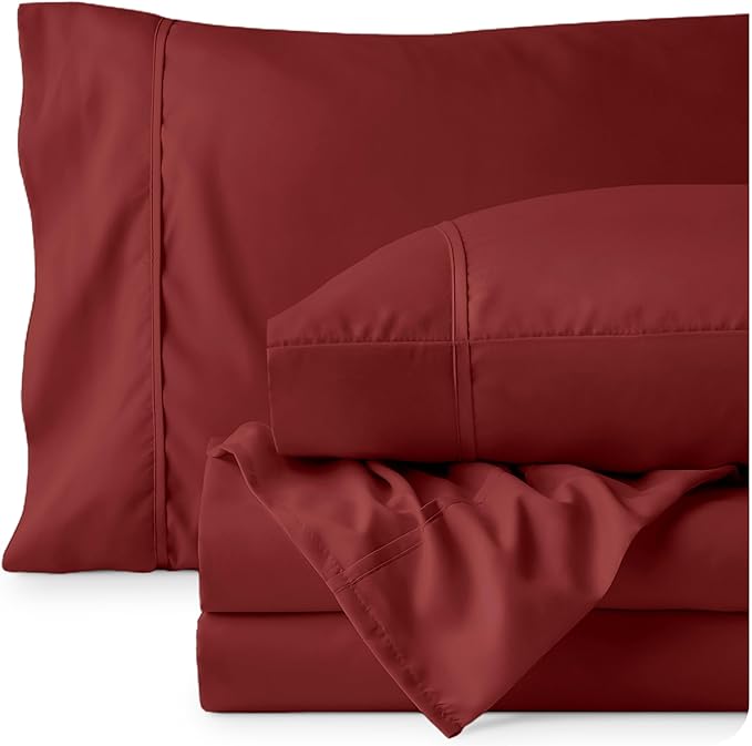 Bare Home Twin XL Sheet Set - 1800 Ultra-Soft Microfiber - Double Brushed - Deep Pockets - Easy Fit - 3 Piece Set - Bed Sheets (Twin XL, Rosewood)