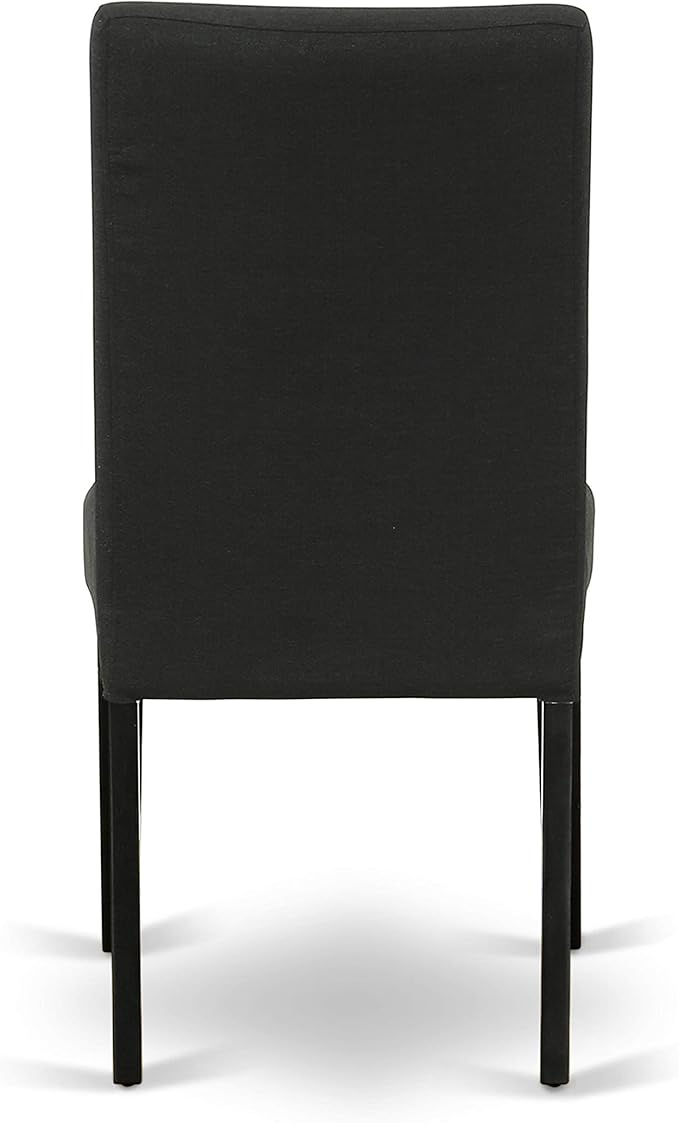 East West Furniture X626DR124-7 7 Piece Kitchen Table Set Consist of a Rectangle Dining Table with X-Legs and 6 Black Color Linen Fabric Parson Dining Chairs, 36x60 Inch, Multi-Color