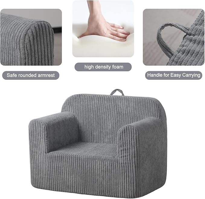 Getifun Foam Kids Sofa Chair, Comfy Toddler Couch,Soft Toddler Armchair for Boys and Girls (Gray)