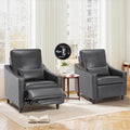 COLAMY Pushback Electric Recliner Chair Set of 2, Premium Leather Upholstery with Adjustable Angles, Extra Lumbar Pillow, Built-in Charging Port, Business-Casual Style for Living Room,Grey