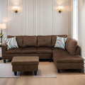 L Shaped Sectional Couches for Living Room, Modern Modular Sectional Sofa with Ottoman Storage, Comfy L Shaped Couch with Chaise for Bedroom Apartment Furniture, Brown