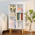 YAHARBO Small White Bookshelf,3 Tier Modern Kids Bookcase with Legs,5 Cube Wooden Bookshelves Storage Shelf,Book Shelves Organizer,Display Bookcases Cabinet for Room Nursery Study