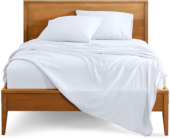Bare Home Queen Sheet Set - Luxury 1800 Ultra-Soft Microfiber Queen Bed Sheets - Double Brushed - Deep Pockets - Easy Fit - 4 Piece Set - Bedding Sheets & Pillowcases (Queen, White)
