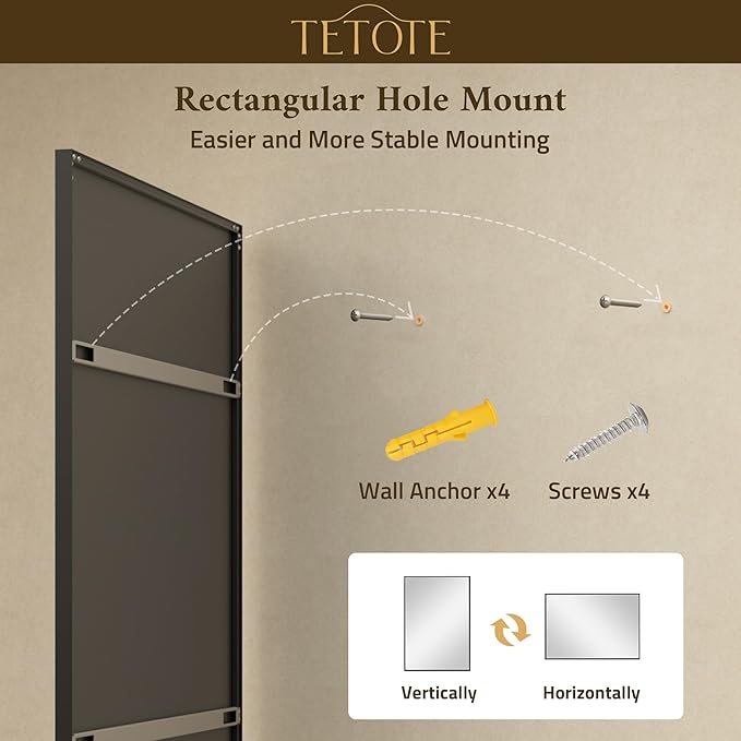 TETOTE Black Bathroom Mirror for Over Sink 55" x 30" Large Matte Black Beveled Metal Framed Rectangular Vanity Mirror for Bathroom, Bedroom, Entryway, Living Room, Tempered Glass, Shatterproof