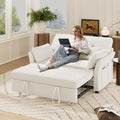 Vipbear 3-in-1 Chenille Convertible Sofa Bed, Pull Out Sleeper Sofa with Reclining Backrest & Side Pocket, Tool-Free Assembly, Folding Loveseat for Living Room, Apartment, White
