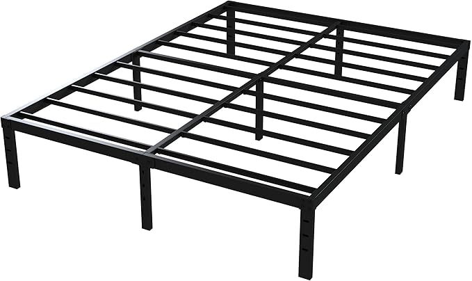 16 Inch Full Size Bed Frame No Box Spring Need, Metal Platform Full Bed Frames with 14 Inch Storage, 3,500 lbs Heavy Duty Steel Slats Support, Easy Assembly Mattress Foundation