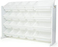 Humble Crew Extra-Large Toy Organizer with 20 Plastic Bins – White/White Storage Rack with 4-Tier Shelves, Anti-Tip Safety, for Kids’ Rooms, Playrooms, Nurseries & Classrooms