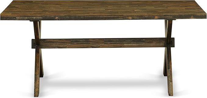 East West Furniture X777VE721-5 5 Piece Dining Table Set Includes a Rectangle Dining Room Table with X-Legs and 4 Blue Color Linen Fabric Parsons Chairs, 40x72 Inch, Multi-Color