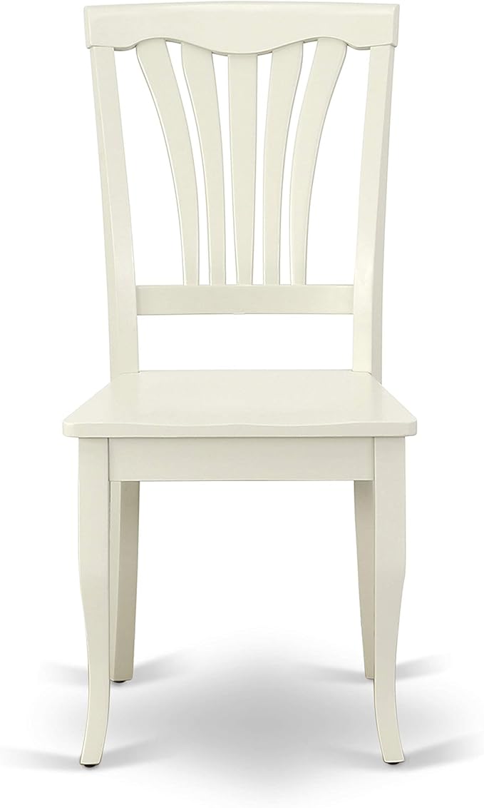 East West Furniture DLAV5-LWH-W 5 Piece Dining Set Includes a Round Dining Room Table with Dropleaf and 4 Wood Seat Chairs, 42x42 Inch, Linen White