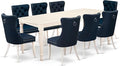 East West Furniture DODA9-LWH-29 9 Piece Dining Set Consists of a Rectangle Kitchen Table with Butterfly Leaf and 8 Polyester Fabric Upholstered Chairs, 42x78 Inch, linen white