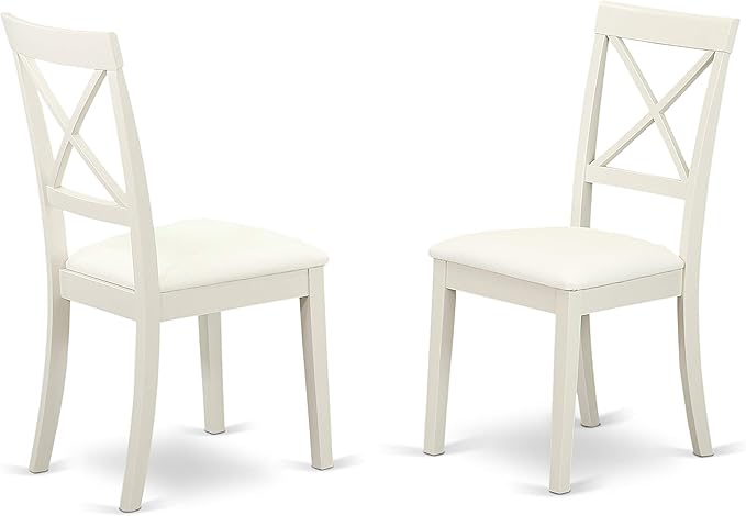 East West Furniture VABO5-LWH-LC 5 Piece Kitchen Table & Chairs Set Includes an Oval Dining Room Table with Butterfly Leaf and 4 Faux Leather Upholstered Chairs, 40x76 Inch, Linen White