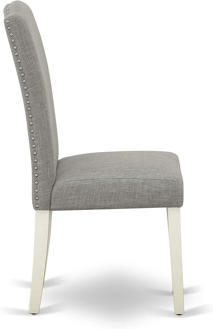 East West Furniture X027EN206-5 5 Piece Dining Table Set for 4 Includes a Rectangle Kitchen Table with X-Legs and 4 Dark Shitake Linen Fabric Parsons Dining Chairs, 40x72 Inch, Multi-Color