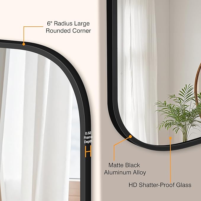 Bathroom Mirrors for Over Sink, 28x40 Black Vanity Mirror for Bathroom Sink, HD Shatterproof Squircle Wall Mirror for Bathroom Washroom Lavatory Restroom Metal Frame