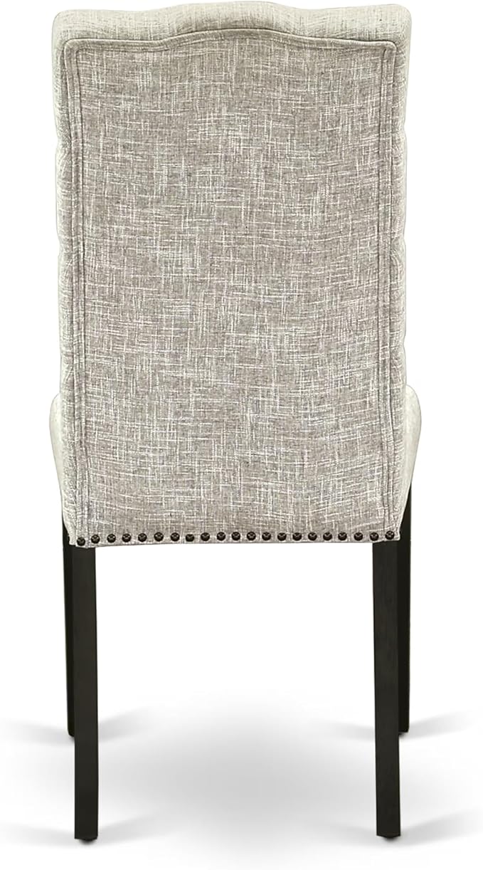 East West Furniture V677EL635-7 7 Piece Kitchen Table & Chairs Set Consist of a Rectangle Dining Room Table with V-Legs and 6 Doeskin Linen Fabric Parsons Chairs, 40x72 Inch, Multi-Color