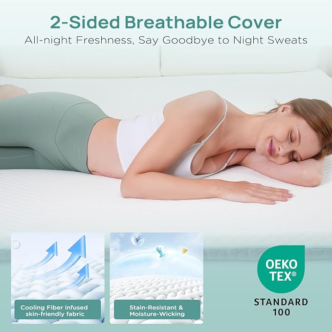 3 Inch Firm Mattress Topper King Size, Memory Foam Bed Topper with Soft & Firm Options for Back Pain Relief, Mattress Topper with 2-Sided Cover, Ergonomic 5-Zone Design, CertiPUR Certified