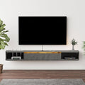 Floating TV Stand, 95'' Wall Mounted Entertainment Center TV Media Console, Floating Shelves with Door, Floating TV Cabinet Large Storage TV Bench for Living Room (Dark Grey, 94.49IN)