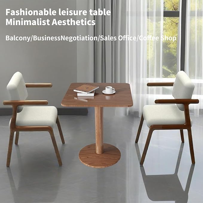 23.62" Mid-Century Modern Square Dining Table for 2 People, Small Dining Room Table with Sturdy Pedestal, Square Kitchen Table for Dining Room, Kitchen, Living Room, Restaurants, Cafes