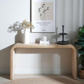 KEIKI Wood Console Table Behind Couch & Sofa, Retro Style with Curved Waterfall & Wood Beads Design, for Entryway, Living Room, Natural