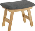 Foot Stool Ottoman Foot Rest Under Desk,Small Stool for Living Room, Bedroom and Kitchen (Natural Legs - Gray Stool Surface)