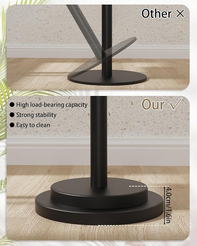 Versatile End Table with Metal Base, Height Adjustable, Vintage Square Indoor Metal Plant Stand, for Sofa, Bedside Small Couch, Living Room and Bedroom, 1 Pack, Black, GBZ001SB-1