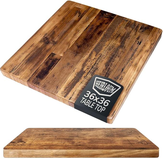 Reclaimed Wood Table Top - Rustic Recycled Wooden Piece Perfect for Kitchens, Dining and Coffee Table Tops (Reclaimed Wood Table Top - Economy, 36" x 36")