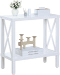 Narrow End Table, Large Sofa Side Table, Farmhouse Nightstand with Storage Shelve, Slim Bedside Table for Living, Room Bedroom, Lounge White MLBZ17W