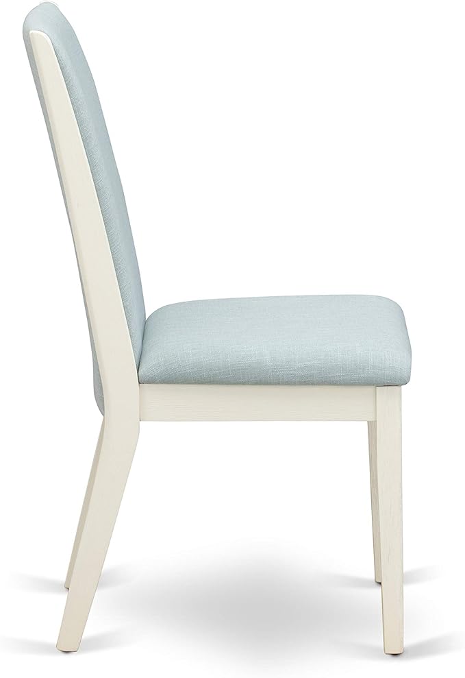 East West Furniture X027LA015-5 5 Piece Dining Room Furniture Set Includes a Rectangle Dining Table with X-Legs and 4 Baby Blue Linen Fabric Upholstered Chairs, 40x72 Inch, Multi-Color