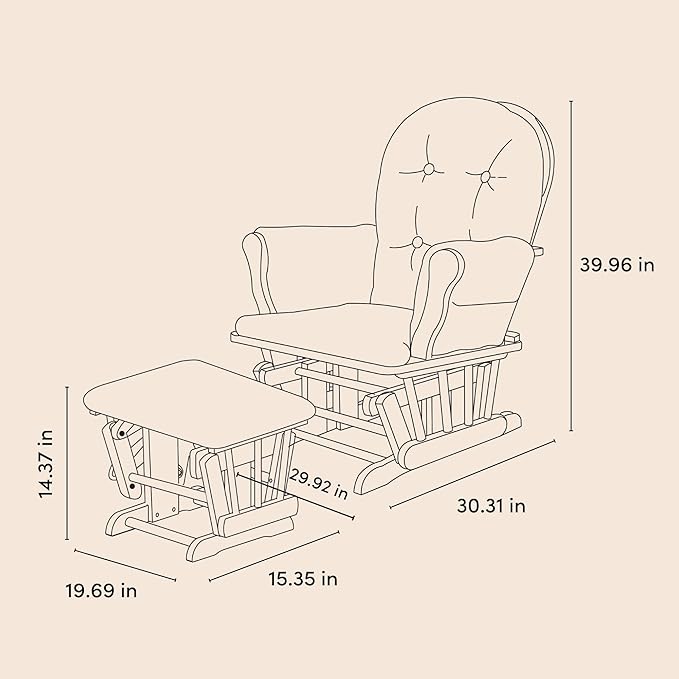 Storkcraft Premium Hoop Glider & Ottoman (Pebble Gray/Light Gray) — GREENGUARD Gold Certified Nursery Glider, Solid Wood Craftsmanship, Smooth-Gliding Nursery Chair and Ottoman, Award-Winning