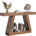 LITTLE TREE 55-Inch Sofa Table with Storage, Farmhouse Console Table for Home, Rectangular Wooden Entryway Furniture for Living Room, Bedroom, Office, Hallway, Brown