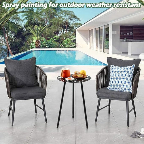 2 Packs Metal Outdoor Side Tables Small Outside End Table for Patio Round Accent Garden Corner Table for Small Spaces, Balcony, Porch Plant Stand Indoor