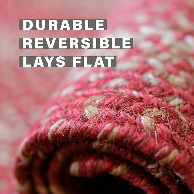 Homespice 2x3' Red Oval Braided Rug. Apple Pie Red Jute Oval Rug. Uses- Entryway, Kitchen Rugs, Bathroom Rugs. Reversible, Rustic, Country, Primitive, Farmhouse Decor Rug