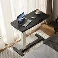 Solid Wood Overbed Bedside Table with Wheels,Tilt Top Hospital Bed Table Adjustable Over The Bed,Rolling Bed Desk for Hospital and Home Use (Black)