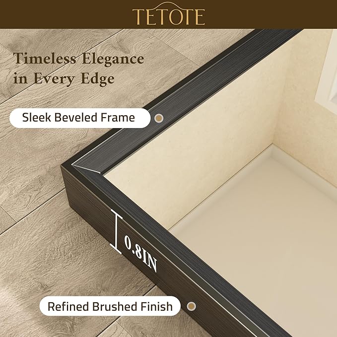 TETOTE Matte Black Beveled Framed Bathroom Mirror 60" x 30" Large Black Rectangle Metal Vanity Wall Mirror for Bathroom Sink, Modern Farmhouse, Tempered Glass, Shatterproof, Stronger Frame