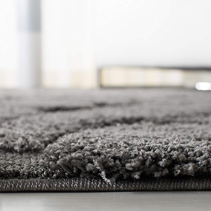 SAFAVIEH Florida Shag Collection Runner Rug - 2'3" x 15', Grey, Scroll Design, Non-Shedding & Easy Care, 1.2-inch Thick Ideal for High Traffic Areas in Living Room, Bedroom (SG455-8013)