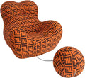 Bean Bag Chair - Memory Foam Bean Bag Chair for Adults, Comfy High-Resilience Single Sofa, Small Space Floor Chair, Chaise Lounge for Living Room, Bedroom (Orange, Ball)