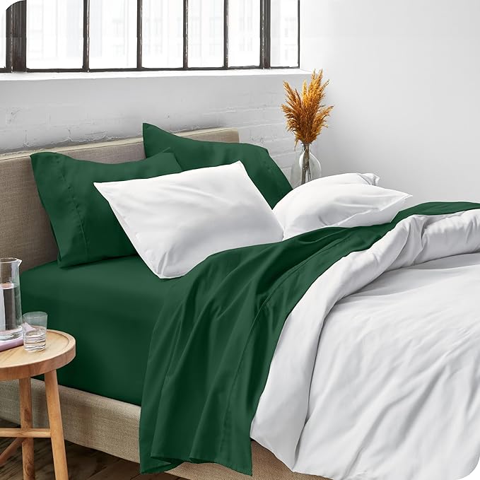 Bare Home Twin XL Sheet Set - College Dorm Size - Luxury 1800 Ultra-Soft Microfiber Twin Extra Long Bed Sheets - Deep Pockets - Easy Fit - Extra Soft - 3 Piece Set - Bed Sheets (Twin XL, Forest Green)