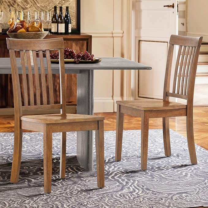 COLAMY Wooden Dining Chairs Set of 4, Spindle High Back Windsor Kitchen Side Chair, Farmhouse Dining Chairs for Kitchen and Dining Room, Light Brown