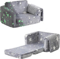 Kids Couch Fold Out, Foldable Toddler Couch with Blanket, Kids Sofa for Girls & Boys, Flip Out Toddler Chair, Convertible Sofa to Lounger for Children Age 1-3 (Glow Star)