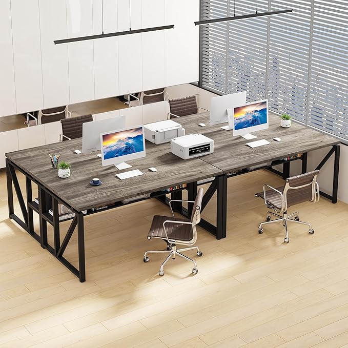 Tribesigns Office Desk with Drawers Sets, 55 inches L Shaped Computer Desk with Mobile File Cabinet,Big Executive Desk for Home Office Furniture Sets (Dark Oak, 55-inch)