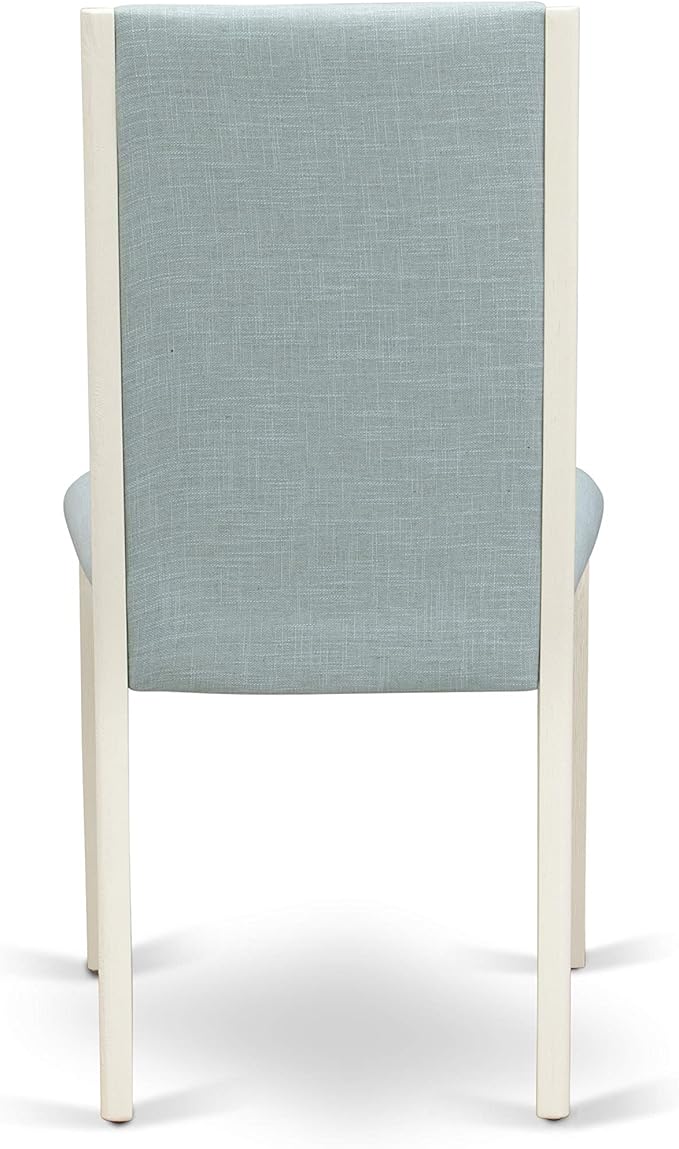 East West Furniture X027LA015-6 6 Piece Dining Table Set Contains a Rectangle Dining Room Table and 4 Baby Blue Linen Fabric Parson Chairs with a Bench, 40x72 Inch, Multi-Color