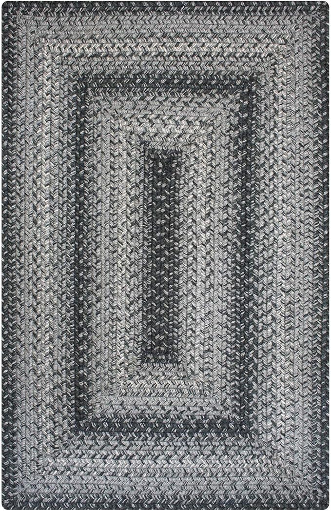 Flint Hill Small Braided Rugs 20x30 - Primitive Style Gray and Black Rug for Kitchen