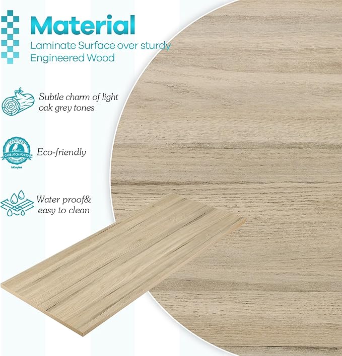Kaboon Universal Tabletop 45"x20", Solid One-Piece Melamine Table Top, Double Desk L-Desk Floating Desk DIY, Home and Office, Oak/Grey Tone