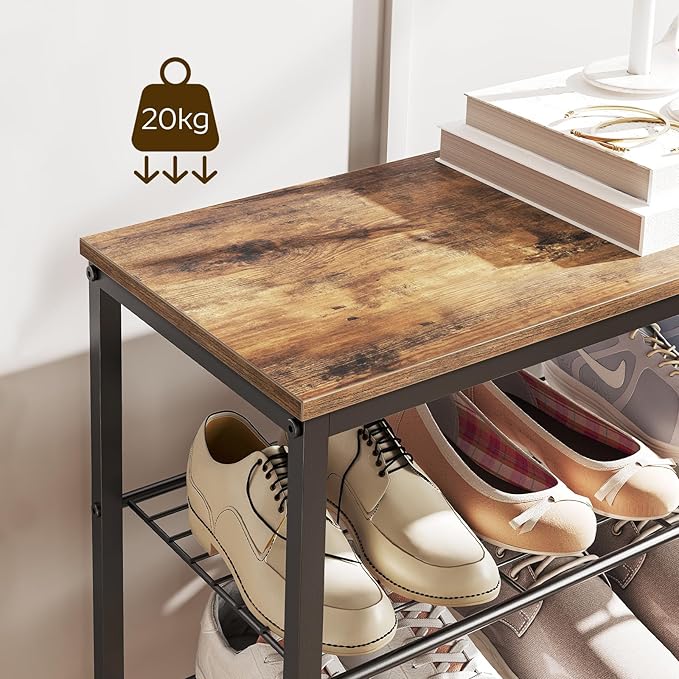 8 Tier Shoe Rack, Shoe Storage Organizer, Large Capacity Shoe Shelf Holds 32 Pairs of Shoes, Durable and Stable, for Entryway, Hallway, Closet, Dorm Room, Rustic Brown SS08BR